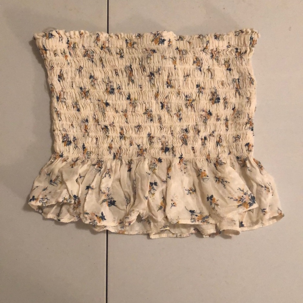 Floral peplum tube top